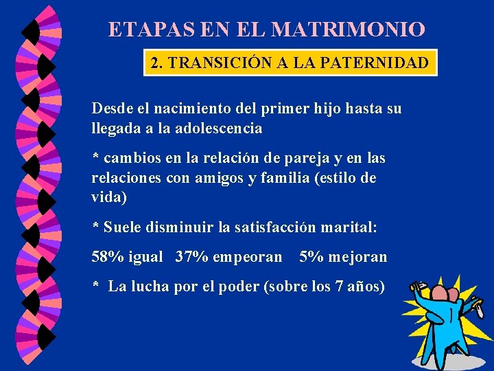 ETAPAS EN EL MATRIMONIO 2. TRANSICIÓN A LA PATERNIDAD Desde el nacimiento del primer ETAPAS EN EL MATRIMONIO 2. TRANSICIÓN A LA PATERNIDAD Desde el nacimiento del primer