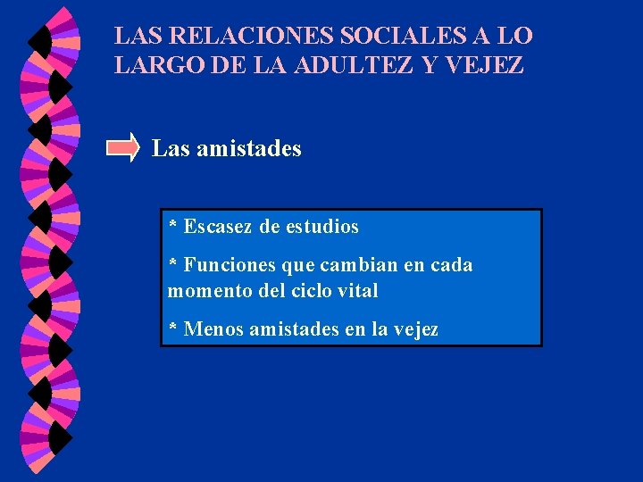 LAS RELACIONES SOCIALES A LO LARGO DE LA ADULTEZ Y VEJEZ Las amistades * LAS RELACIONES SOCIALES A LO LARGO DE LA ADULTEZ Y VEJEZ Las amistades *