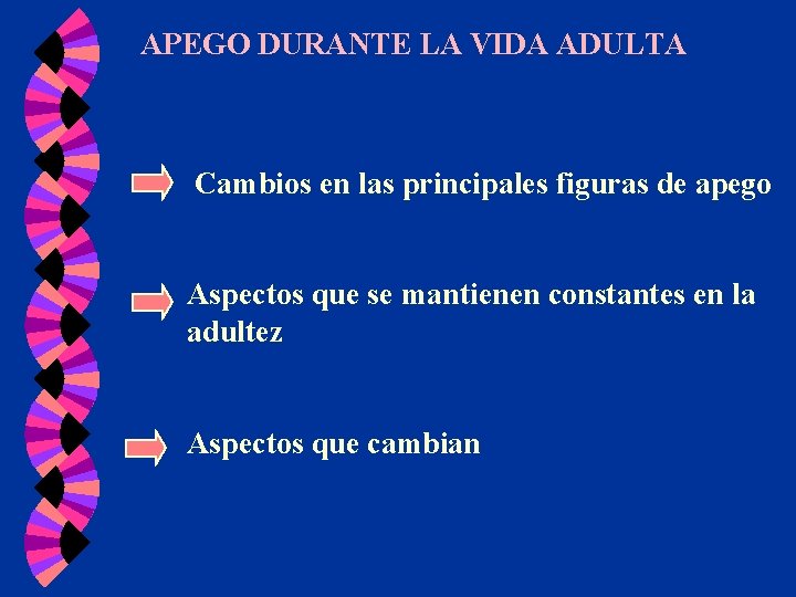 APEGO DURANTE LA VIDA ADULTA Cambios en las principales figuras de apego Aspectos que APEGO DURANTE LA VIDA ADULTA Cambios en las principales figuras de apego Aspectos que