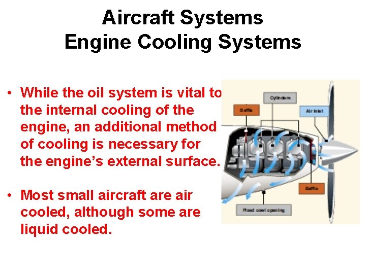 Aircraft Systems Engine Cooling Systems • While the oil system is vital to the