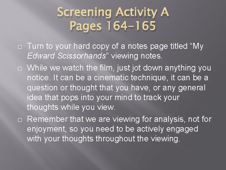 Screening Activity A Pages 164 -165 � � � Turn to your hard copy