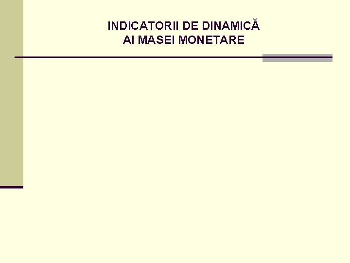 INDICATORII DE DINAMICĂ AI MASEI MONETARE 