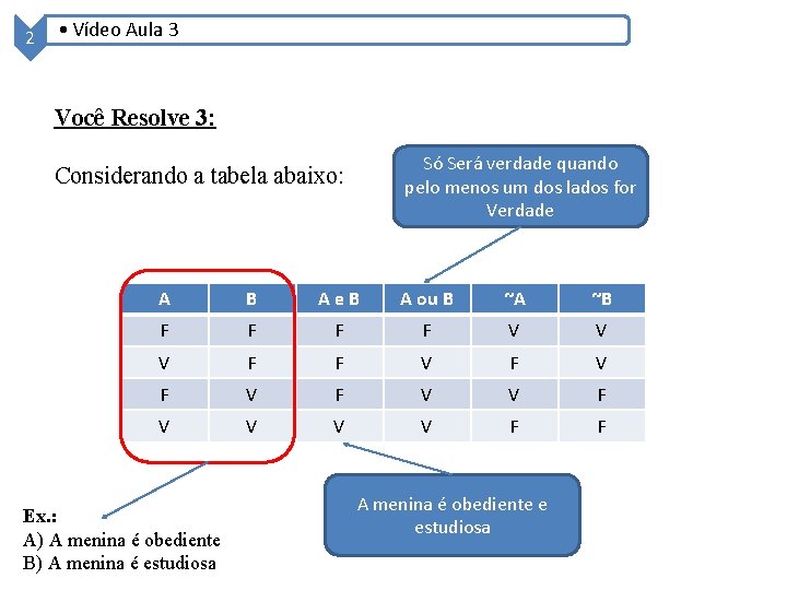 2 • Vídeo Aula 3 Você Resolve 3: Só Será verdade quando pelo menos