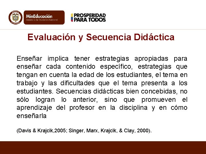 Evaluación y Secuencia Didáctica Enseñar implica tener estrategias apropiadas para enseñar cada contenido específico,