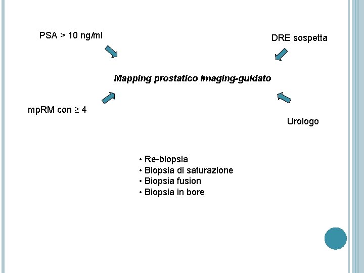 PSA > 10 ng/ml DRE sospetta Mapping prostatico imaging-guidato mp. RM con ≥ 4