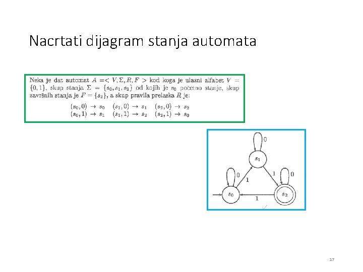 Nacrtati dijagram stanja automata 17 