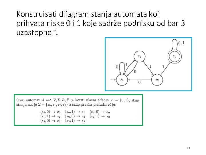 Konstruisati dijagram stanja automata koji prihvata niske 0 i 1 koje sadrže podnisku od