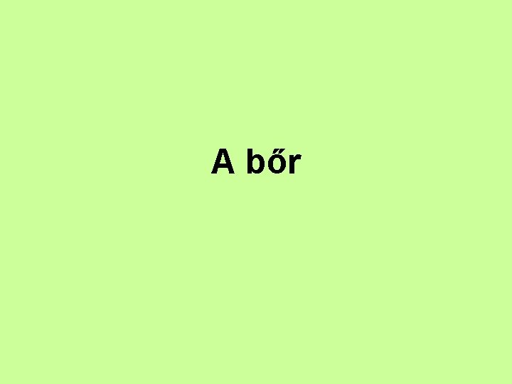 A bőr 