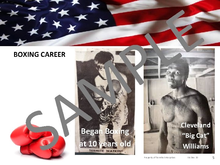 E L P M A BOXING CAREER S Cleveland “Big Cat” Williams Began Boxing