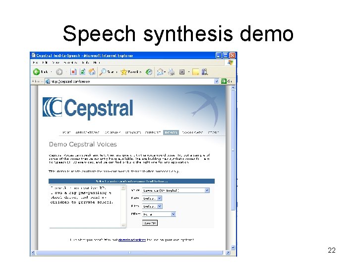 Speech synthesis demo 22 