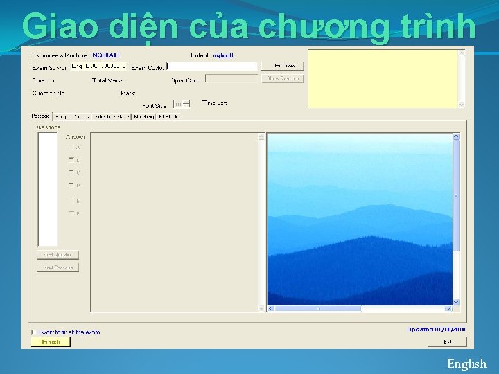 Giao diện của chương trình English 