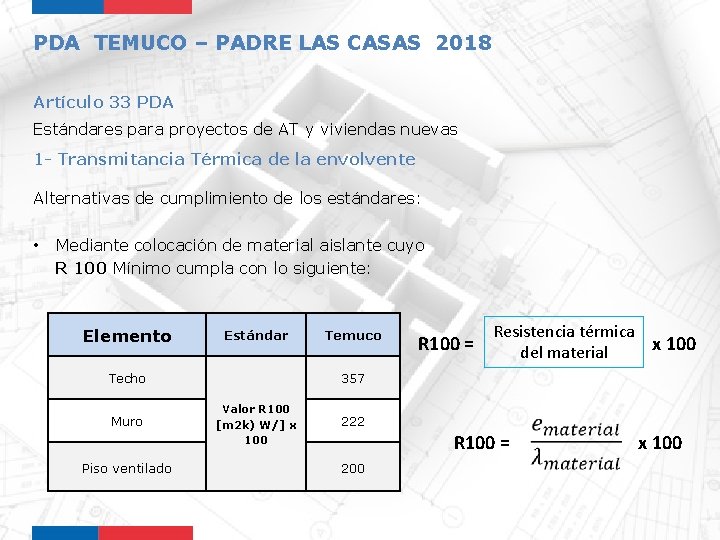 PDA TEMUCO – PADRE LAS CASAS 2018 Artículo 33 PDA Estándares para proyectos de