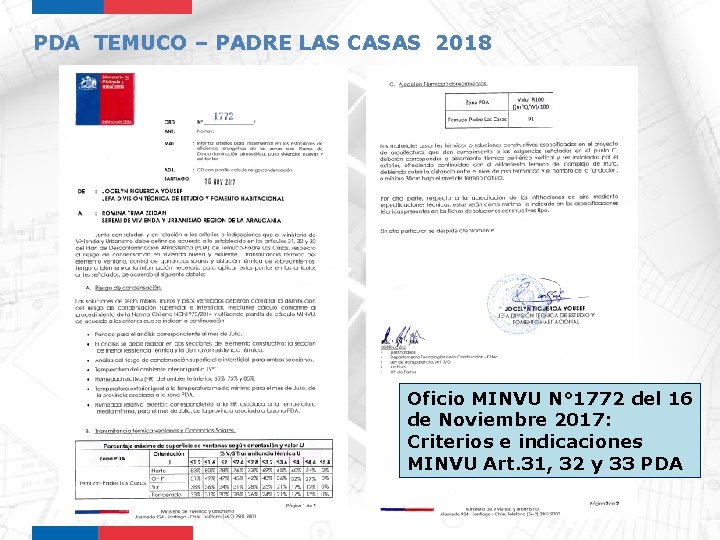 PDA TEMUCO – PADRE LAS CASAS 2018 Oficio MINVU N° 1772 del 16 de