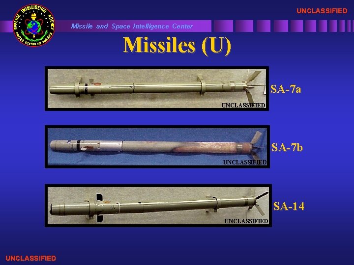 UNCLASSIFIED Missile and Space Intelligence Center Missiles (U) SA-7 a UNCLASSIFIED SA-7 b UNCLASSIFIED