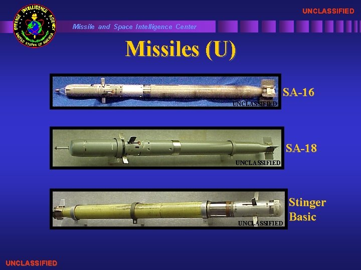 UNCLASSIFIED Missile and Space Intelligence Center Missiles (U) SA-16 UNCLASSIFIED SA-18 UNCLASSIFIED Stinger Basic