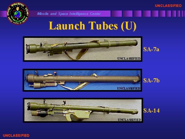 UNCLASSIFIED Missile and Space Intelligence Center Launch Tubes (U) SA-7 a UNCLASSIFIED SA-7 b