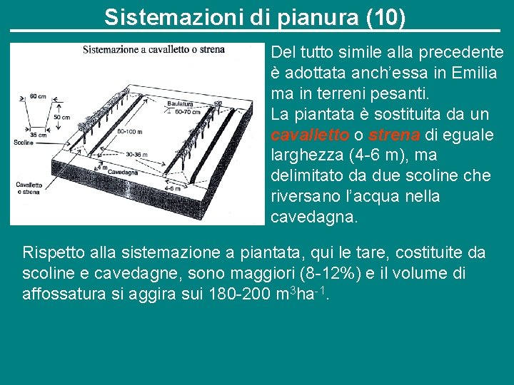 Sistemazioni di pianura (10) Del tutto simile alla precedente è adottata anch’essa in Emilia