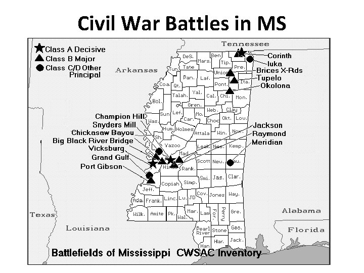 Civil War Battles in MS Civil War Battles in MS