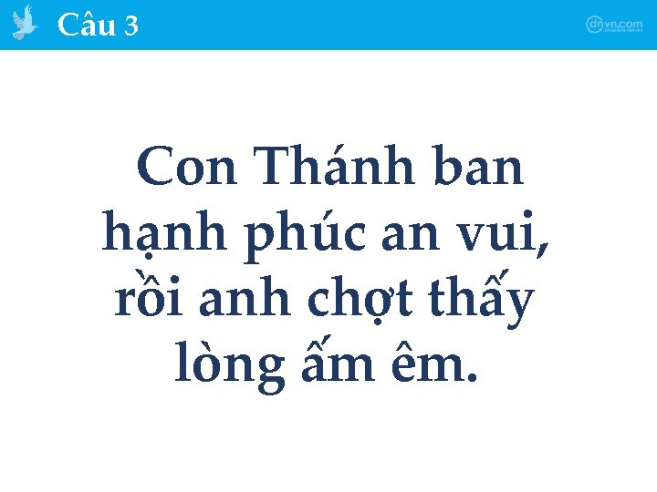 Câu 3 Con Thánh ban hạnh phúc an vui, rồi anh chợt thấy lòng