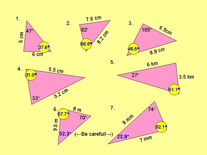 7. 6 cm 82º 66. 6° xº 37. 6° xº 45. 5° xº 6