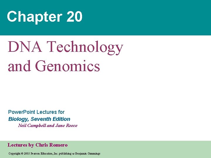 Chapter 20 Dna Technology And Genomics Power Point