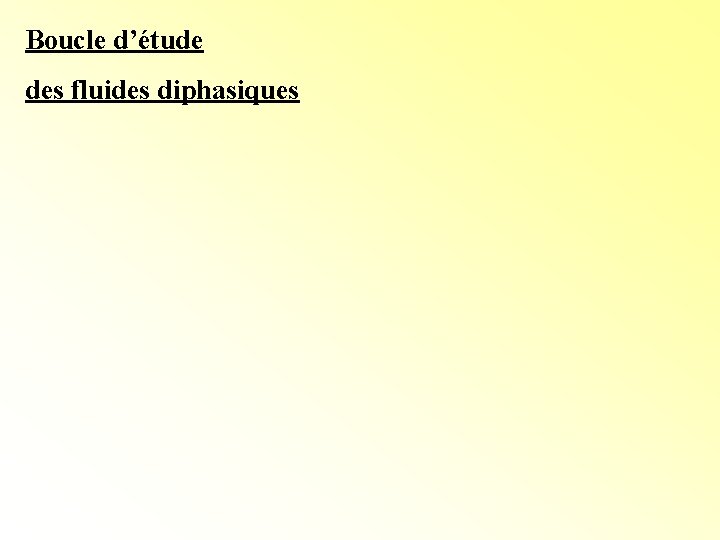 Boucle d’étude des fluides diphasiques Boucle d’étude des fluides diphasiques