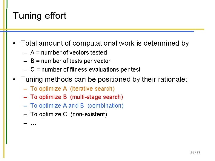 Tuning effort • Total amount of computational work is determined by – A =