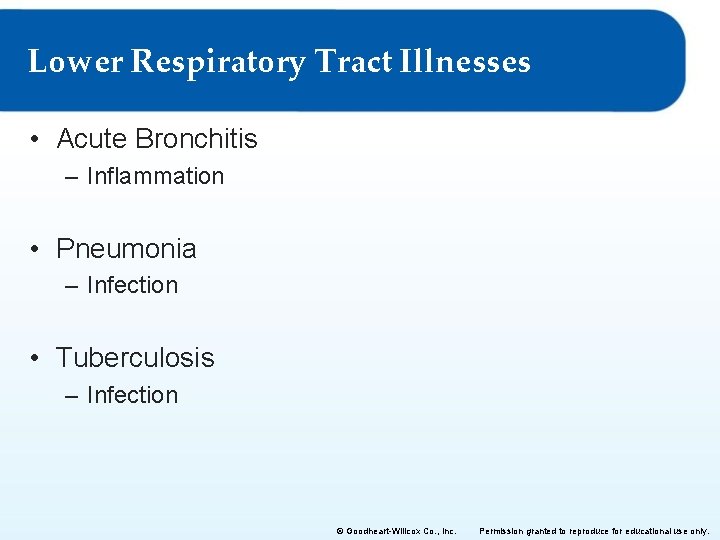 Lower Respiratory Tract Illnesses • Acute Bronchitis – Inflammation • Pneumonia – Infection •