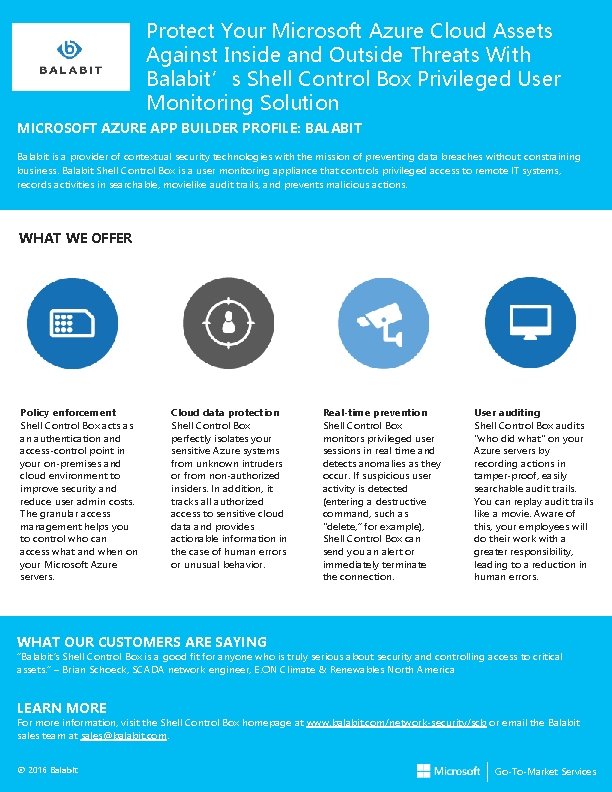 Partner Logo Protect Your Microsoft Azure Cloud Assets Against Inside and Outside Threats With Partner Logo Protect Your Microsoft Azure Cloud Assets Against Inside and Outside Threats With