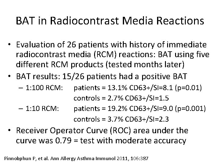 BAT in Radiocontrast Media Reactions • Evaluation of 26 patients with history of immediate