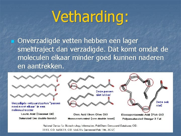 Vetharding: n Onverzadigde vetten hebben een lager smelttraject dan verzadigde. Dat komt omdat de Vetharding: n Onverzadigde vetten hebben een lager smelttraject dan verzadigde. Dat komt omdat de