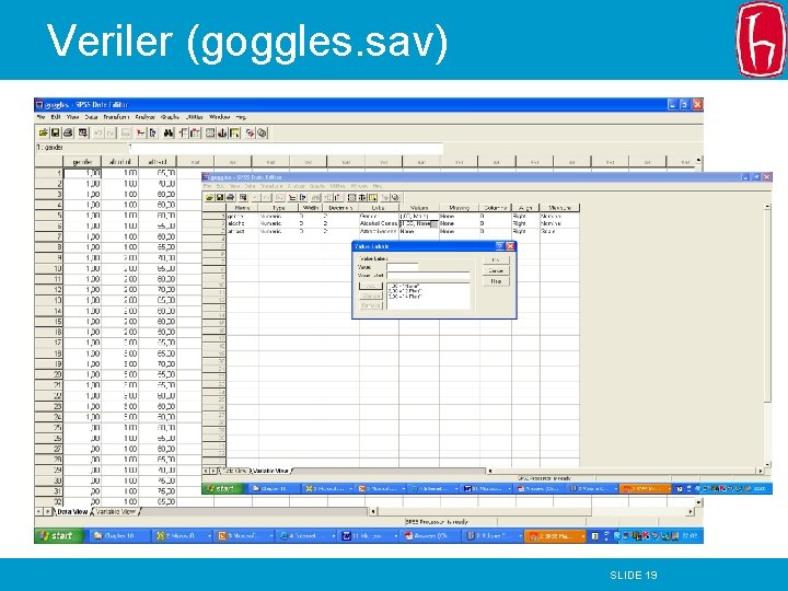 Veriler (goggles. sav) SLIDE 19 Veriler (goggles. sav) SLIDE 19