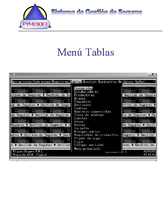 PYMESOFT Menú Tablas 