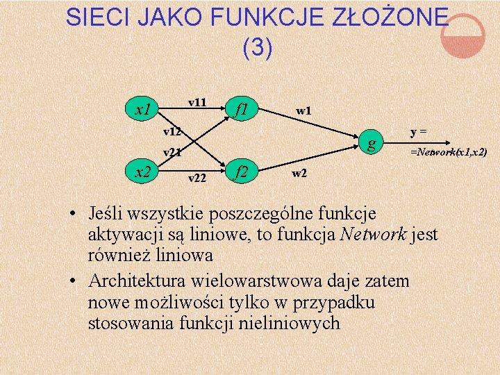 SIECI JAKO FUNKCJE ZŁOŻONE (3) v 11 x 1 f 1 w 1 v