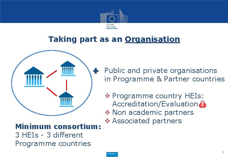 Taking part as an Organisation Public and private organisations in Programme & Partner countries