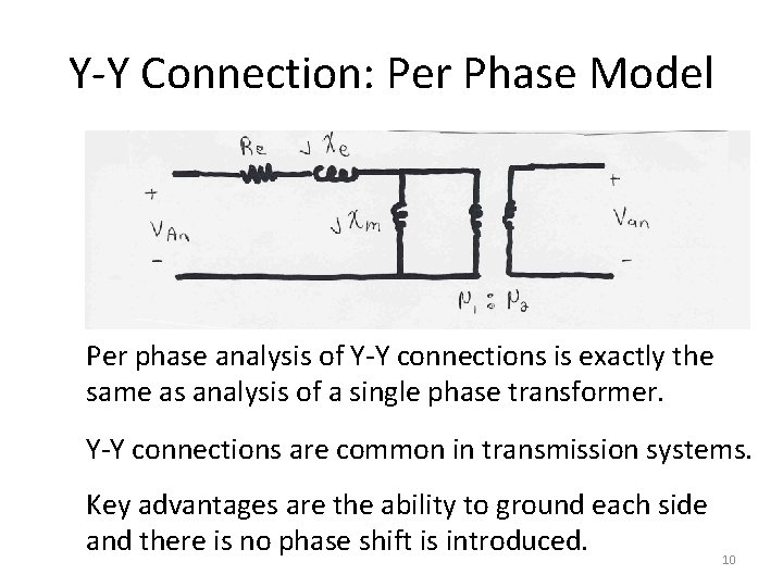 Y-Y Connection: Per Phase Model Per phase analysis of Y-Y connections is exactly the Y-Y Connection: Per Phase Model Per phase analysis of Y-Y connections is exactly the