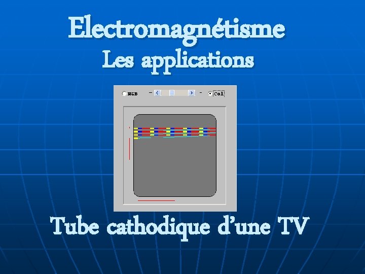 Electromagnétisme Les applications Tube cathodique d’une TV 