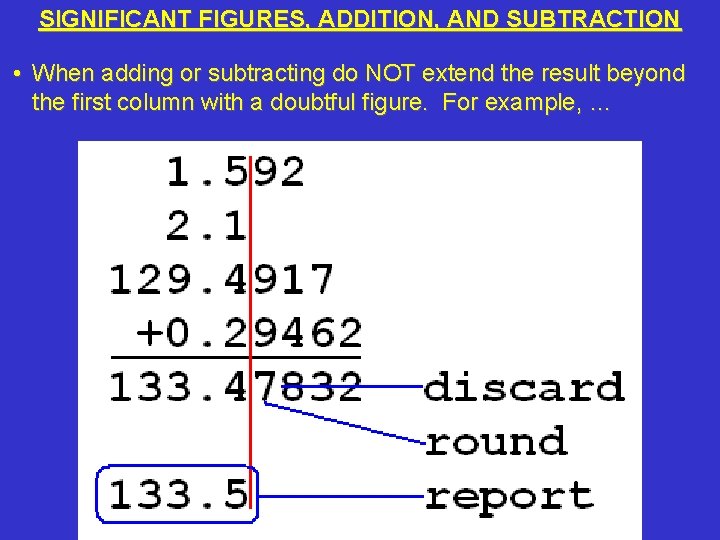 SIGNIFICANT FIGURES, ADDITION, AND SUBTRACTION • When adding or subtracting do NOT extend the