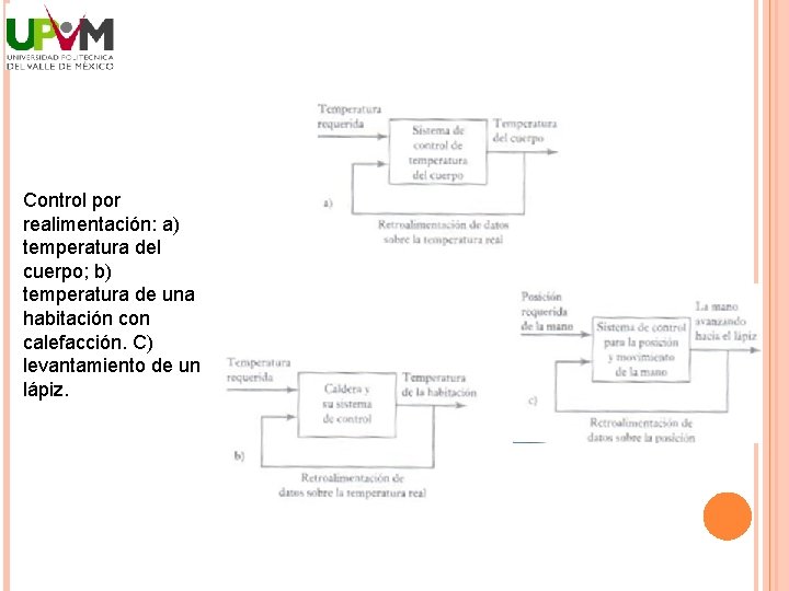 Control por realimentación: a) temperatura del cuerpo; b) temperatura de una habitación con calefacción.