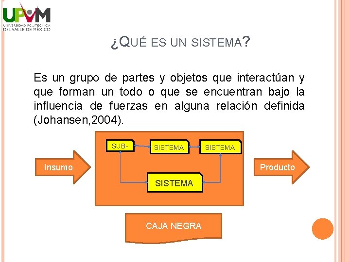 ¿QUÉ ES UN SISTEMA? Es un grupo de partes y objetos que interactúan y