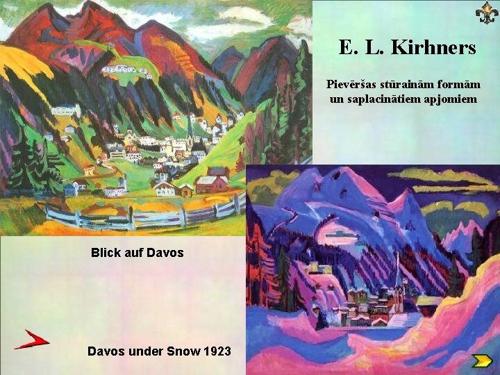 E. L. Kirhners Pievēršas stūrainām formām un saplacinātiem apjomiem Blick auf Davos under Snow