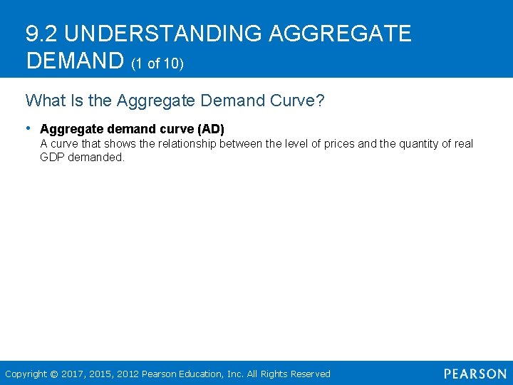 9. 2 UNDERSTANDING AGGREGATE DEMAND (1 of 10) What Is the Aggregate Demand Curve?