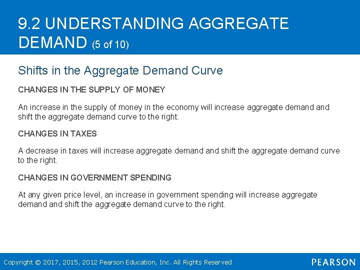 9. 2 UNDERSTANDING AGGREGATE DEMAND (5 of 10) Shifts in the Aggregate Demand Curve