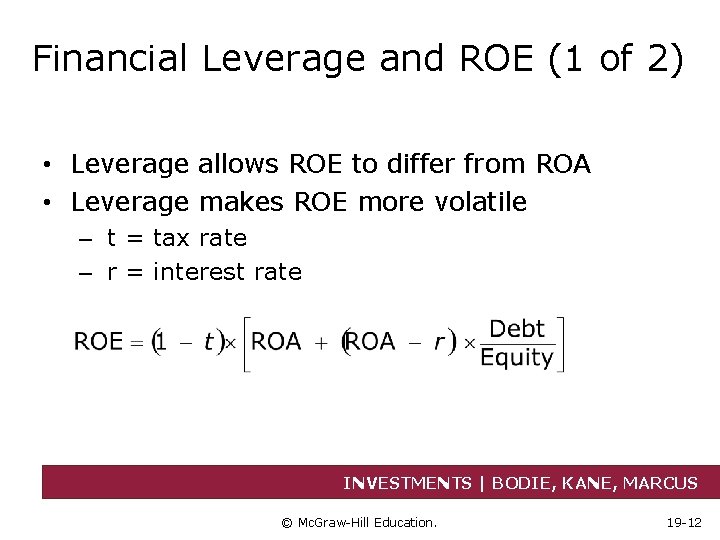 Chapter 19 Financial Statement Analysis INVESTMENTS BODIE KANE