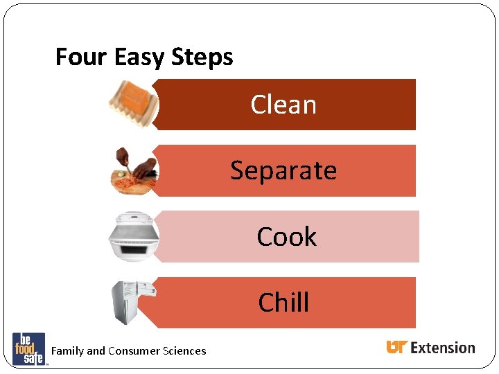 Four Easy Steps Clean Separate Cook Chill Family and Consumer Sciences Four Easy Steps Clean Separate Cook Chill Family and Consumer Sciences