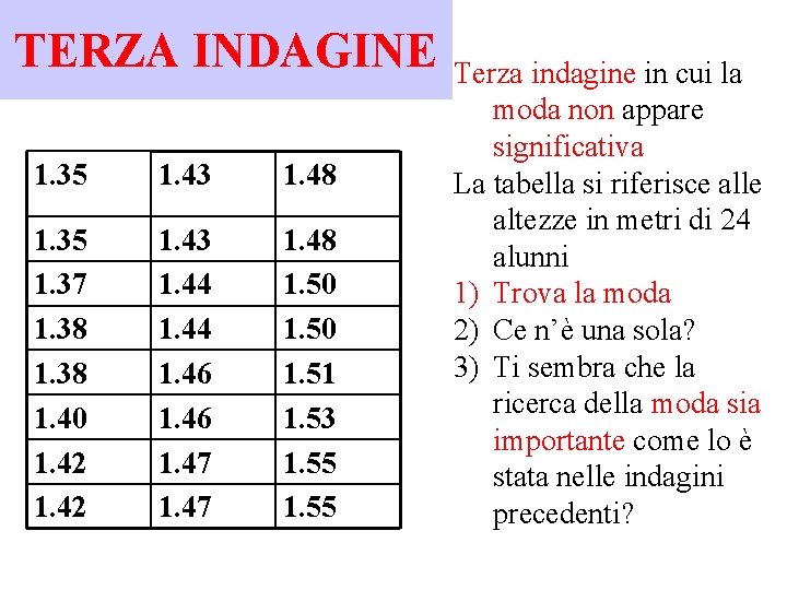 TERZA INDAGINE 1. 35 1. 43 1. 48 1. 35 1. 37 1. 38