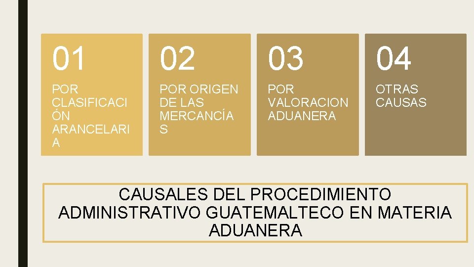 01 02 03 04 POR CLASIFICACI ÓN ARANCELARI A POR ORIGEN DE LAS MERCANCÍA