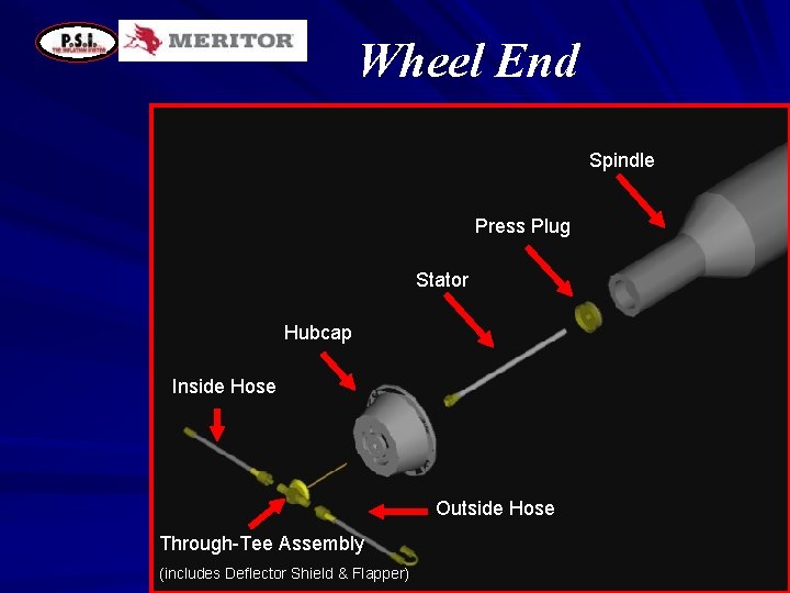 Wheel End Spindle Press Plug Stator Hubcap Inside Hose Outside Hose Through-Tee Assembly (includes