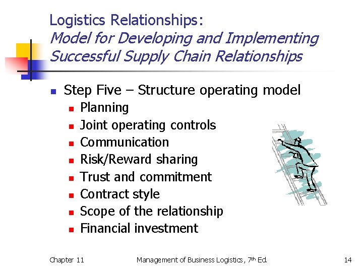 Logistics Relationships: Model for Developing and Implementing Successful Supply Chain Relationships n Step Five