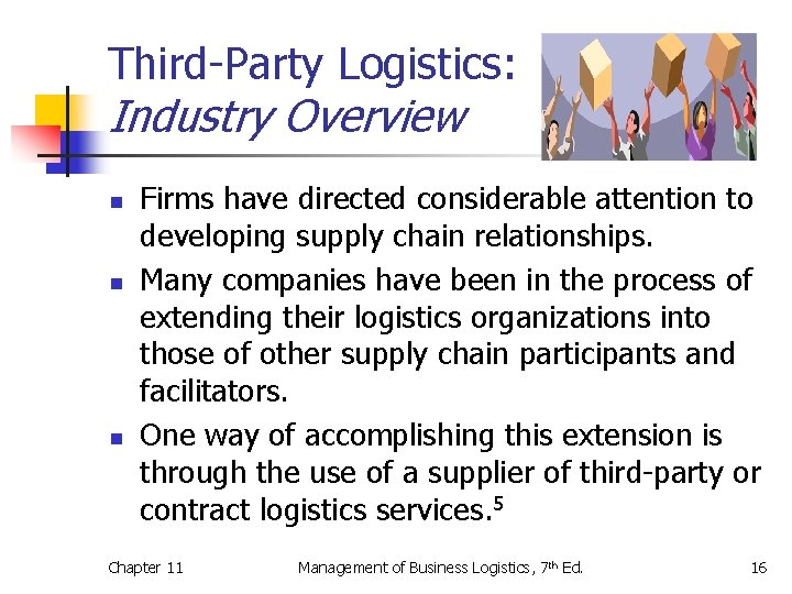 Third-Party Logistics: Industry Overview n n n Firms have directed considerable attention to developing